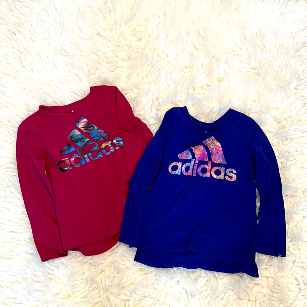 Set of 2 Adidas Girls Athletic Shirts